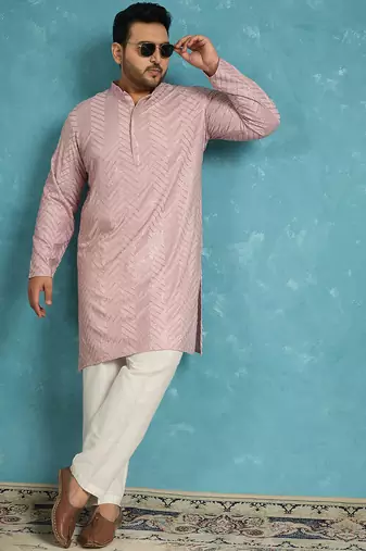lavender embroidered viscose rayon kurta