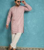 lavender embroidered viscose rayon kurta