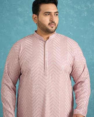 lavender embroidered viscose rayon kurta 2