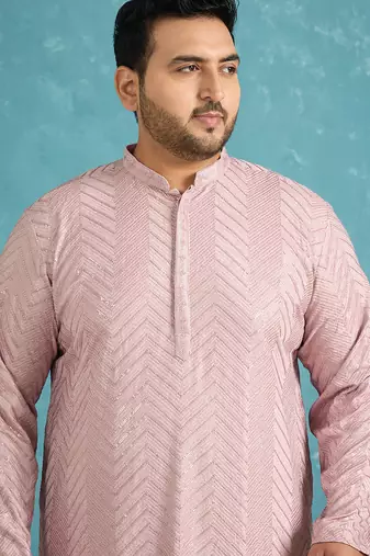 lavender embroidered viscose rayon kurta