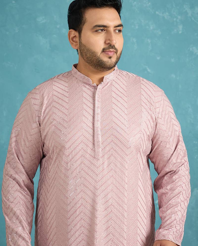 lavender embroidered viscose rayon kurta