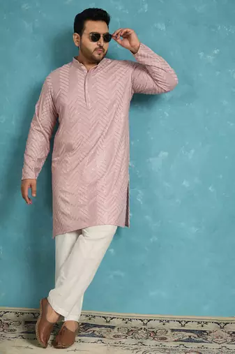 lavender embroidered viscose rayon kurta