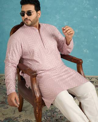 lavender embroidered viscose rayon kurta 3