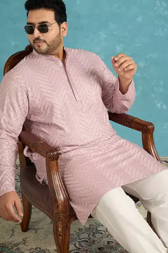 lavender embroidered viscose rayon kurta