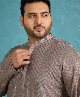 grey embroidered viscose rayon kurta traditional ethnic wear for wedding & festive occasions 2
