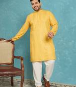 yellow embroidered viscose rayon kurta traditional ethnic wear for wedding & festive occasions