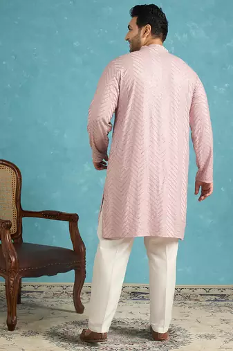 lavender embroidered viscose rayon kurta