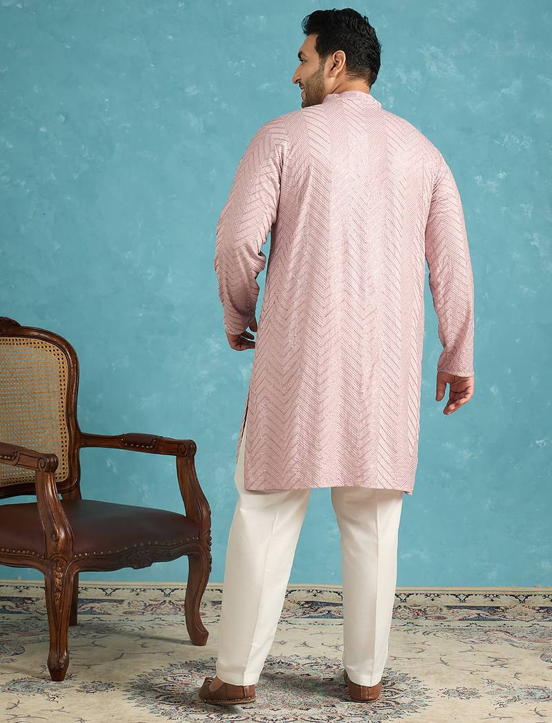 lavender embroidered viscose rayon kurta
