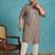 grey embroidered viscose rayon kurta traditional ethnic wear for wedding & festive occasions