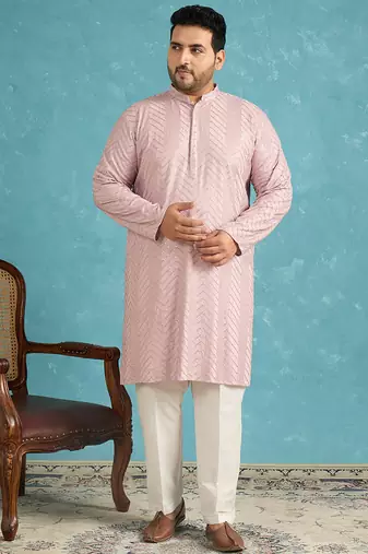 lavender embroidered viscose rayon kurta