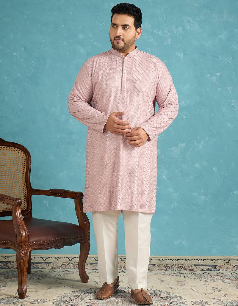 lavender embroidered viscose rayon kurta