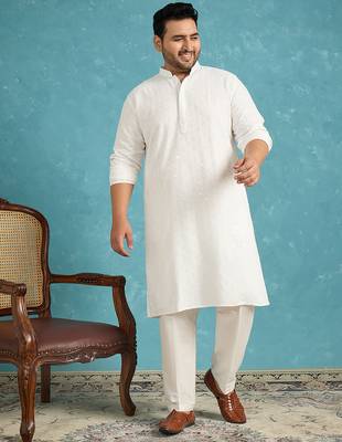 white embroidered viscose rayon kurta 1