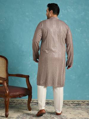 grey embroidered viscose rayon kurta traditional ethnic wear for wedding & festive occasions 4
