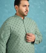 Men’s green embroidered viscose rayon kurta – traditional ethnic wear for wedding & festive occasions