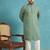 Men’s green embroidered viscose rayon kurta – traditional ethnic wear for wedding & festive occasions