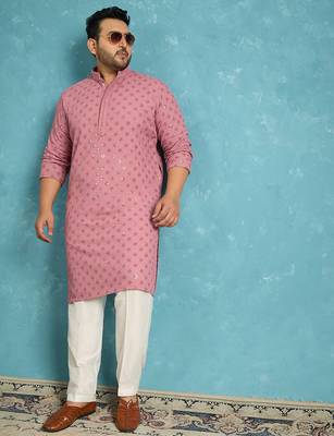 Men’s mauve embroidered viscose rayon kurta – traditional ethnic wear for wedding & festive occasions 2