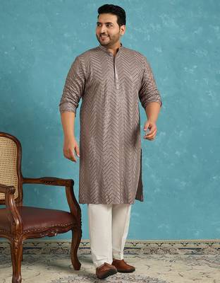 grey embroidered viscose rayon kurta traditional ethnic wear for wedding & festive occasions 5