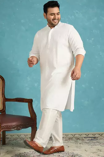 white embroidered viscose rayon kurta