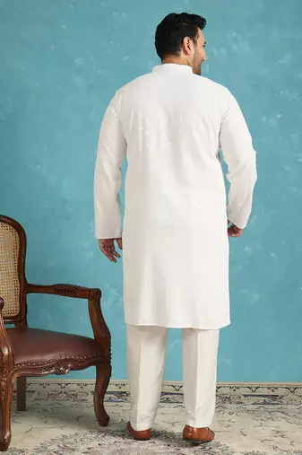 white embroidered viscose rayon kurta