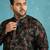 black printed silk blend kurta