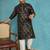 black printed silk blend kurta