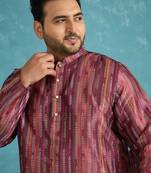 purple printed silk blend kurta traditional ethnic wear for wedding & festive occasions