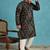 black printed silk blend kurta