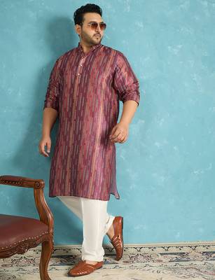 purple printed silk blend kurta traditional ethnic wear for wedding & festive occasions 2
