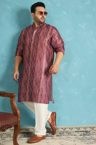 purple printed silk blend kurta