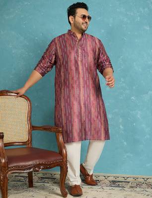 purple printed silk blend kurta traditional ethnic wear for wedding & festive occasions 3