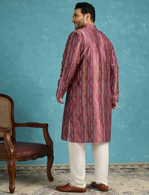 purple printed silk blend kurta traditional ethnic wear for wedding & festive occasions 4