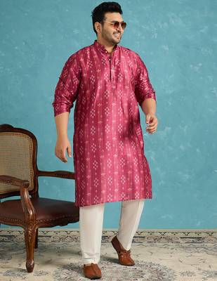 purple printed silk blend kurta traditional ethnic wear for wedding & festive occasions 2