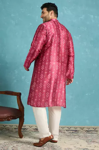 purple printed silk blend kurta