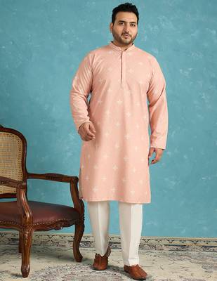 peach embroidered viscose rayon kurta 5
