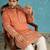 Men’s peach embroidered silk blend kurta – traditional ethnic wear for wedding & festive occasions