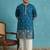 blue embroidered silk blend kurta