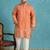 Men’s peach embroidered silk blend kurta – traditional ethnic wear for wedding & festive occasions