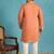 Men’s peach embroidered silk blend kurta – traditional ethnic wear for wedding & festive occasions