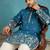 blue embroidered silk blend kurta