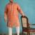 Men’s peach embroidered silk blend kurta – traditional ethnic wear for wedding & festive occasions