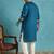 blue embroidered silk blend kurta