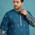 blue embroidered silk blend kurta
