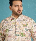cream printed viscose rayon kurta