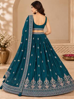 Morpeach Art Silk embroidery sequence work lehenga choli with dupatta for women 2
