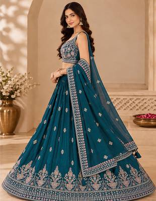 Morpeach Art Silk embroidery sequence work lehenga choli with dupatta for women 3