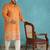 orange printed silk blend kurta