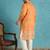 orange printed silk blend kurta