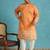 orange printed silk blend kurta