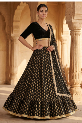 black banarasi viscose lehenga choli with dupatta 3