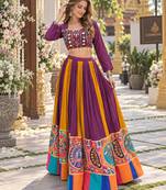 Wine Rayon Readymade Navratri Lehenga Choli with Embroidery & Mirror Work